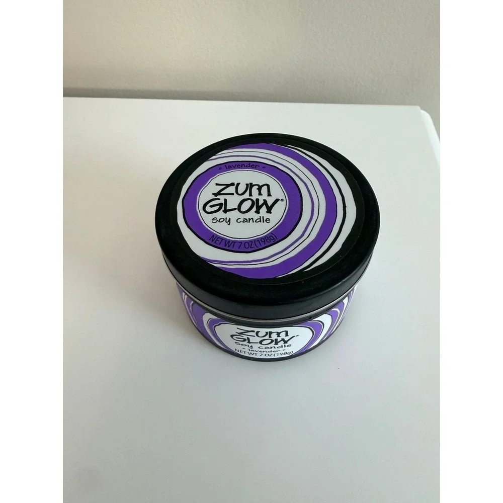 Zum Glow Soy Candle Lavender 7 oz Purple Aromatherapy Indigo Wild NWT